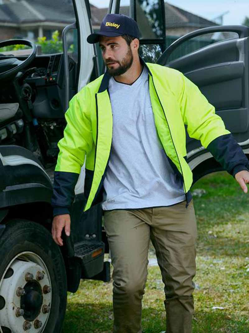 Bisley Mens Two Toned Hi Vis Bomber Jacket BJ6730 Canberra