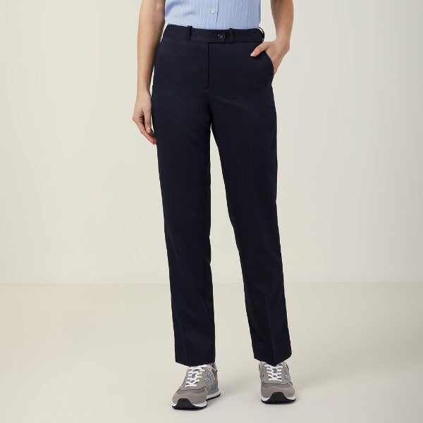 Poly Viscose Gaberdine Slim Leg Pant, navy