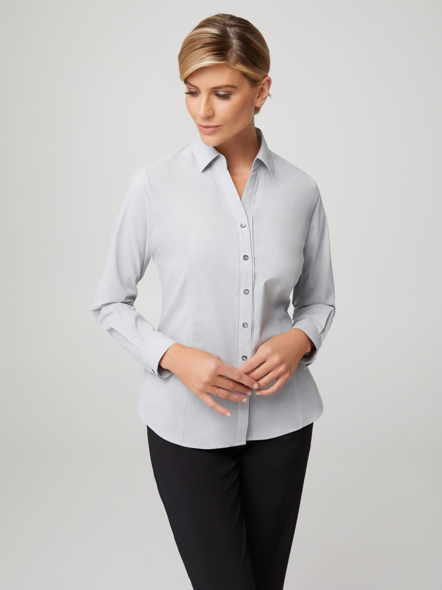 City Collection City Stretch Pinfeather L/S Shirt - 2264