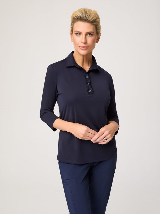 City Collection Bella ¾ Sleeve Frill Placket Top - 2275