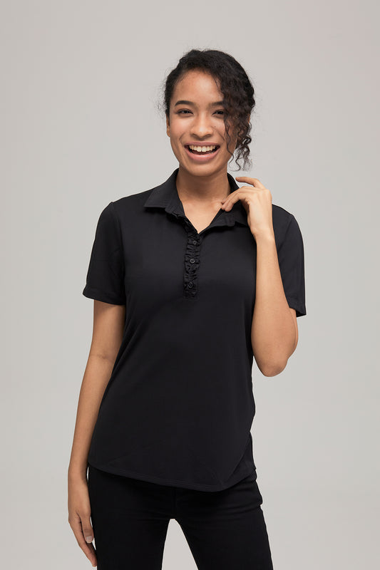 City Collection Bella S/Slv Frill Placket Top - 2276