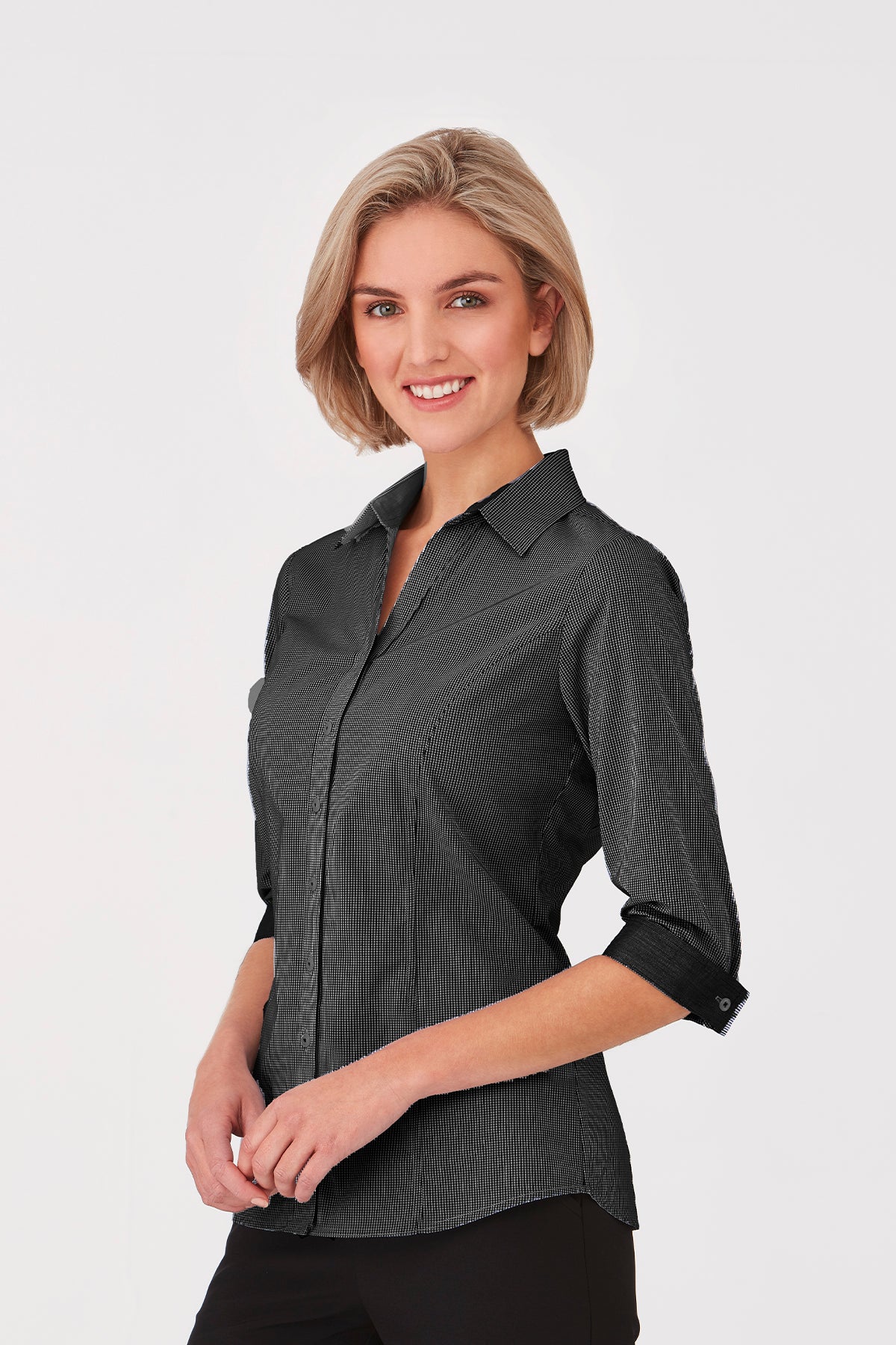 City Collection Womens Pippa Check 3/4 Shirt- 2444