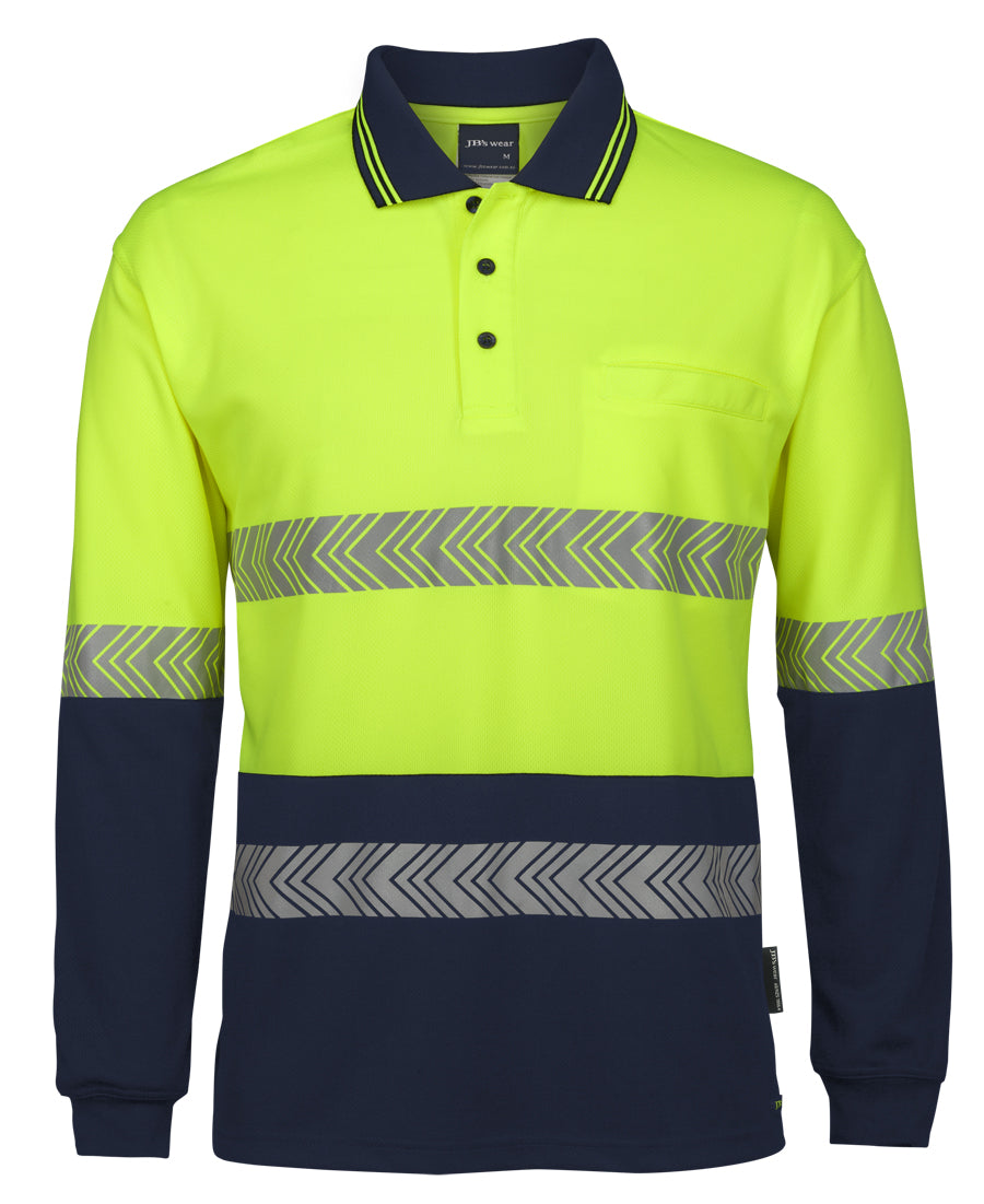 JB's Wear Hi Vis L/S Segmented Tape Polo - 6HLST