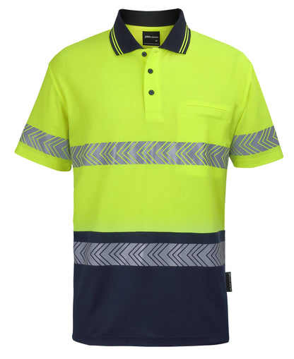 JB's Wear Hi Vis S/S D+N Cross-Back Segmented Tape Polo - 6HMSS