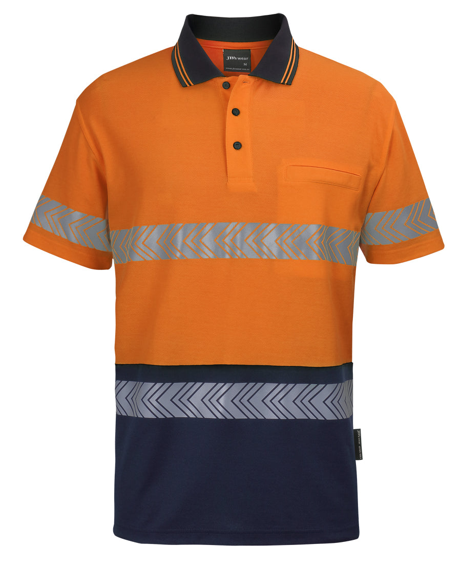 JB's Wear Hi Vis S/S D+N Cross-Back Segmented Tape Polo - 6HMSS