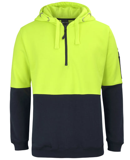 JB's Wear Hi Vis 1/2 Zip Fleecy Hoodie - 6HVHZ