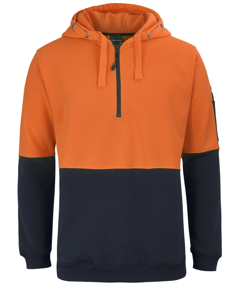 JB's Wear Hi Vis 1/2 Zip Fleecy Hoodie - 6HVHZ