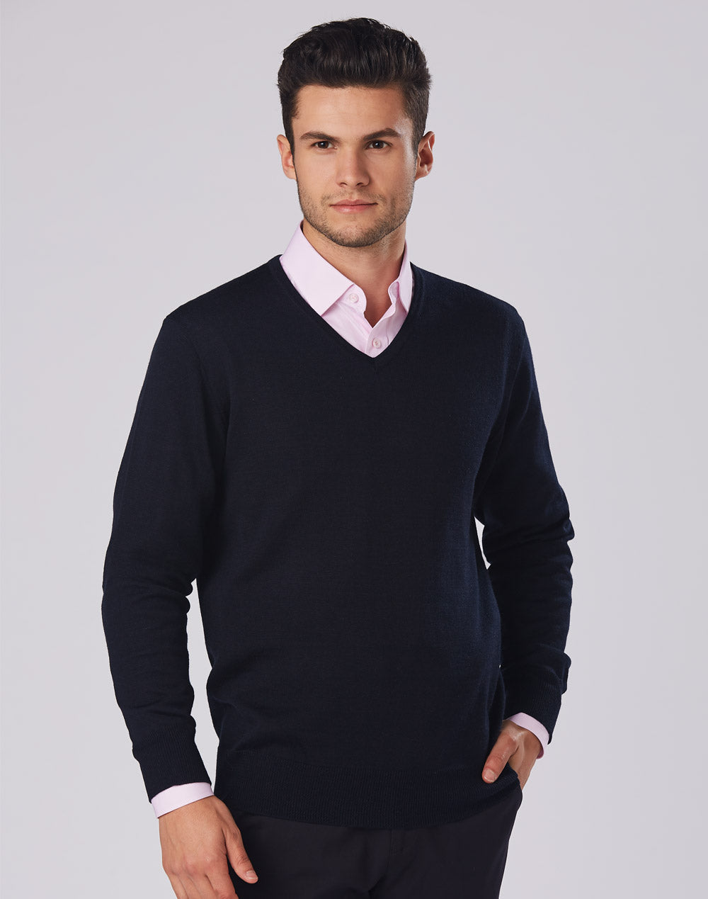 Benchmark Mens 100% Merino Wool V Neck L/S Sweater - M9502 – Canberra ...