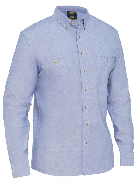 Bisley Mens Chambray Shirt Long Sleeve Modern Fit - BS6407