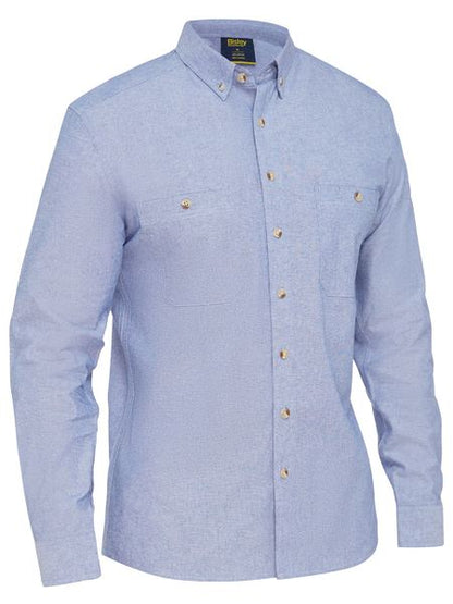 Bisley Mens Chambray Shirt Long Sleeve Modern Fit - BS6407