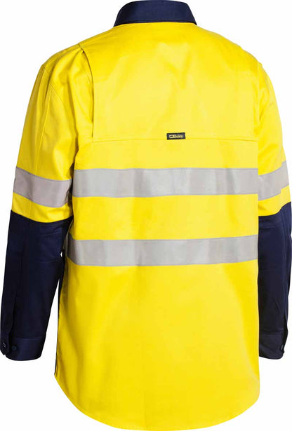 Bisley Mens Taped Hi Vis Industrial Cool Vented Shirt Long Sleeve - BS6448T