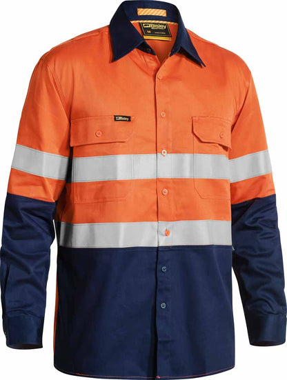 Bisley Mens Taped Hi Vis Industrial Cool Vented Shirt Long Sleeve - BS6448T