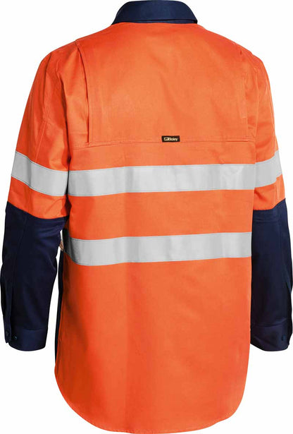Bisley Mens Taped Hi Vis Industrial Cool Vented Shirt Long Sleeve - BS6448T