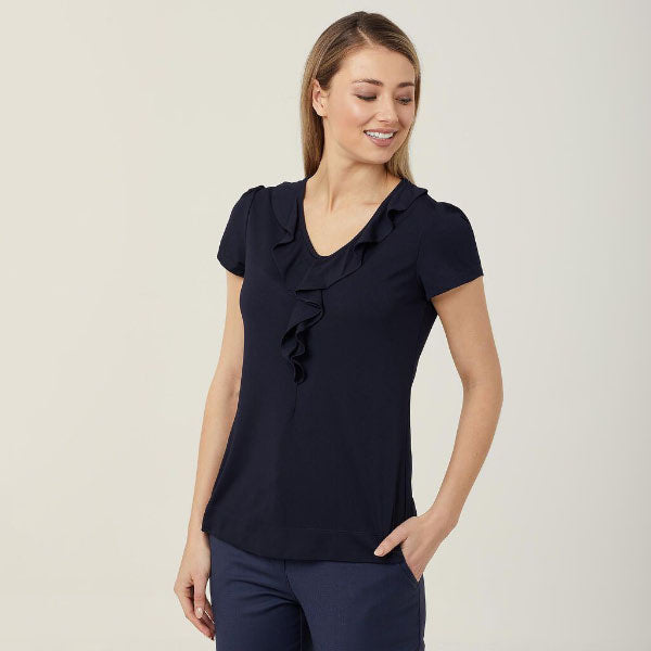 NNT Matt Jersey Cap Sleeve Ruffle Neck T Top - CAT48H