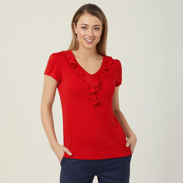 NNT Matt Jersey Cap Sleeve Ruffle Neck T Top - CAT48H