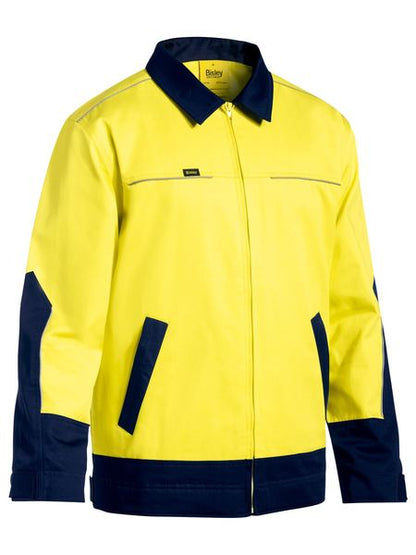 Bisley Mens Hi Vis Drill Jacket with Liquid Repellent Finish - BJ6917