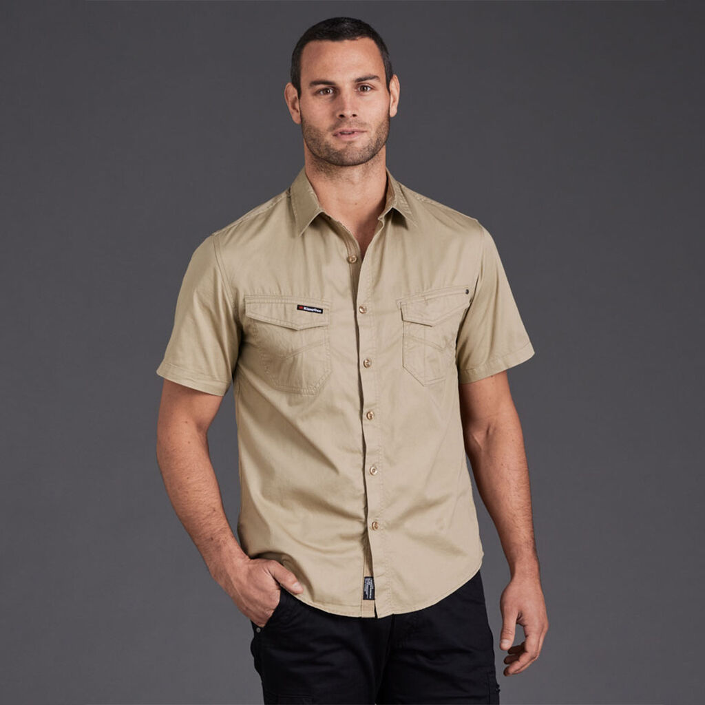 KingGee Mens Tradies Slim Shirt Short Sleeve - K14355