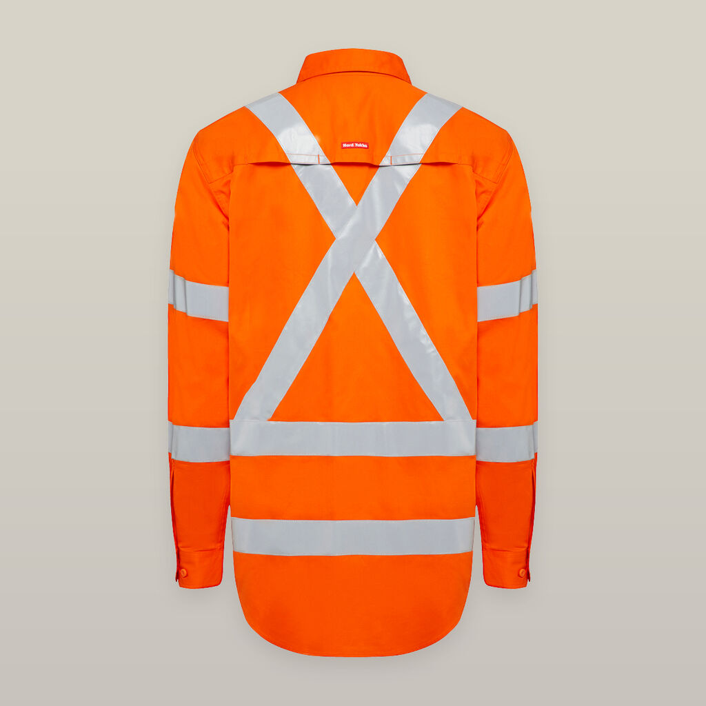 Hard Yakka Womens Foundations Biomotion Hi-Vis Long Sleeve Shirt with Tape - Safety Orange - Y08420